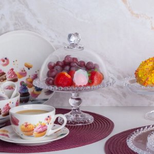 Altom Patera szklana na nóżce z kloszem okrągła elegancka 1szt 3