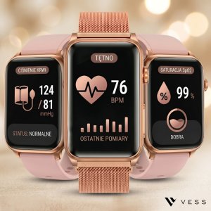 Smartwatch VESS SMARTWATCH DAMSKI ZEGAREK EKG HRV POMIAR CUKRU CIŚNIENIA TEMPERTATURA TĘTNO 4