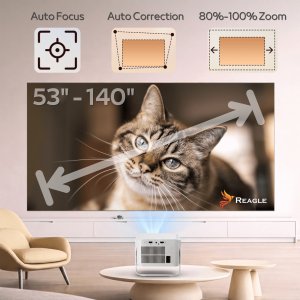 Projektor Reagle RZUTNIK PROJEKTOR LED 900 ANSI 8K 4K 140" ANDROID 14 SMART TV WIFI 6 HDR10 4