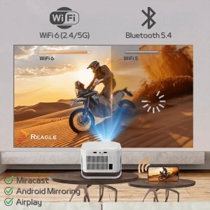 Projektor Reagle RZUTNIK PROJEKTOR LED 900 ANSI 8K 4K 140" ANDROID 14 SMART TV WIFI 6 HDR10 7