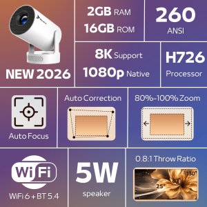 Projektor Reagle RZUTNIK MINI PROJEKTOR LED ANDROID 14 PRZENOŚNY 4K SMART TV WIFI MODEL 2026 REAGLE 3