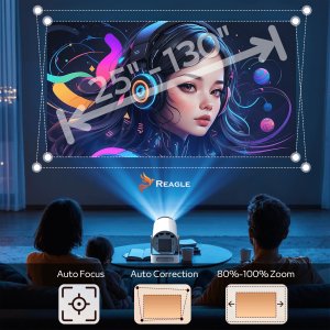 Projektor Reagle RZUTNIK MINI PROJEKTOR LED ANDROID 14 PRZENOŚNY 4K SMART TV WIFI MODEL 2026 REAGLE 4