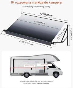 Aptel Markiza do kampera 5809 mm elektryczna rozsuwana aluminiowa do RV 2
