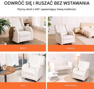 Mebel Elite Fotel obrotowy rozkładany elektryczny bujany regulowany do salonu 6