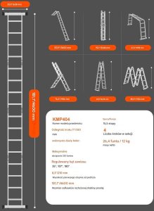 Profi Tools Drabina wielofunkcyjna 7w1 teleskopowa 4-stopniowa 4,7m do domu 2