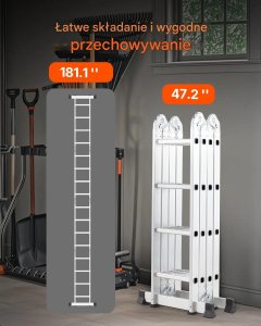 Profi Tools Drabina wielofunkcyjna 7w1 teleskopowa 4-stopniowa 4,7m do domu 6