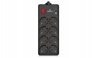Listwa zasilająca Kerg Listwa Zasilająca z Uziemieniem 8 Gniazd + USB A + USB C 2,1A 3m REAL-EL 2