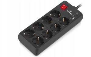 Listwa zasilająca Kerg Listwa Zasilająca z Uziemieniem 8 Gniazd + USB A + USB C 2,1A 3m REAL-EL 5