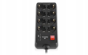 Listwa zasilająca Kerg Listwa Zasilająca z Uziemieniem 8 Gniazd + USB A + USB C 2,1A 3m REAL-EL 6