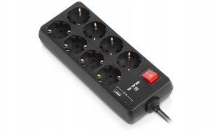 Listwa zasilająca Kerg Listwa Zasilająca z Uziemieniem 8 Gniazd + USB A + USB C 2,1A 3m REAL-EL 8