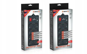 Listwa zasilająca Kerg Listwa Zasilająca z Uziemieniem 8 Gniazd + USB A + USB C 2,1A 3m REAL-EL 10