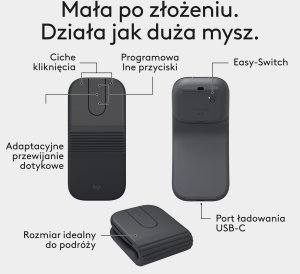 Mysz Logitech Mobi Fold grafitowa (910-007604) 15