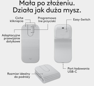 Mysz Logitech Mobi Fold biała (910-007631) 25