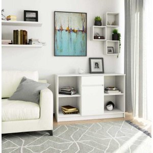 Bestseller Komoda otwarta, drzwi, szuflada, ELIO, 120x40x77 cm, biel, mat | TYLETEGOTU 3