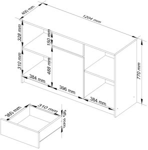 Bestseller Komoda otwarta, drzwi, szuflada, ELIO, 120x40x77 cm, dąb sonoma, mat | TYLETEGOTU 5
