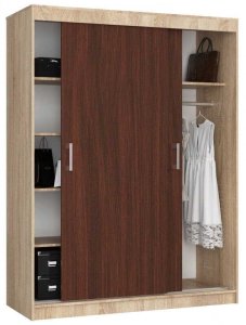 Elior Szafa przesuwna do sypialni, NOTTE, 150x60x200 cm, dąb sonoma, wenge, mat 2