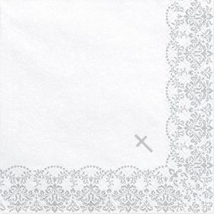 Party Deco Serwetki Komunijne z ornamentem, srebrne, 33x33cm, 20 szt. uniwersalny 2