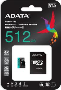 Karta ADATA Premier Pro MicroSDXC 512 GB Class 10 UHS-I/U3 A2 V30 (AUSDX512GUI3V30SA2-RA1) 4