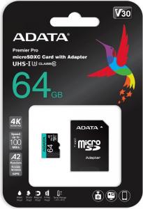 Karta ADATA Premier Pro MicroSDXC 64 GB Class 10 UHS-I/U3 A2 V30 (AUSDX64GUI3V30SA2-RA1) 4