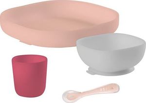 Beaba Komplet naczyń z silikonu z przyssawką pink 4