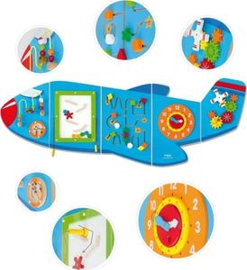 Viga Sensoryczna Edukacyjna Tablica Drewniana Manipulacyjna Samolot 2