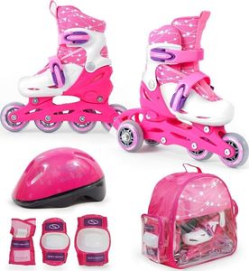 Rolki SMJ sport Combo Set 2w1 z wymienną płozą regulowane różowe r. 30-33 2