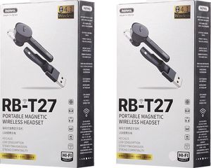 Słuchawka Remax Remax mini zestaw słuchawkowy magnetyczna słuchawka Bluetooth + stacja ładująca USB czarny (RB-T27 black) uniwersalny 12