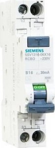 Siemens Wyłącznik różnicowo-nadprądowy 2P 16A B 0,03A typ AC 5SV1316-0KK16 3