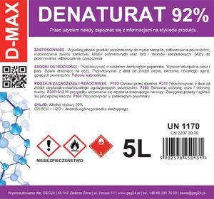 GSG Denaturat alkohol denatured D-MAX 5L 2