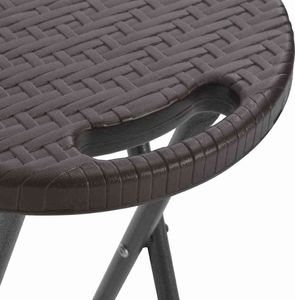 vidaXL składane stołki, 2 sztuki, HDPE i stal, brązowe, rattanowy wygląd (44559) 7