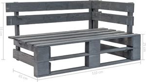 vidaXL ogrodowa ławka narożna z palet szara (44698) 5