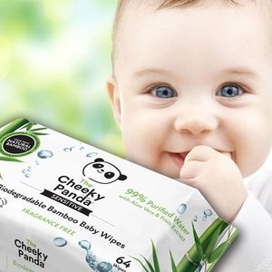 Cheeky Panda Chusteczki bambusowe nawilżane dla dzieci 64 szt. 2