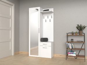 Topeshop GARDEROBA DUO SZAFA LUSTRO WIESZAK BIEL MAT 2