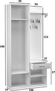 Topeshop GARDEROBA DUO SZAFA LUSTRO WIESZAK BIEL MAT 3