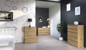 Topeshop KOMODA SZAFKA REGAŁ 3 SZUFLADY M3 DĄB ARTISAN 3