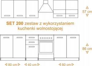 Topeshop ZESTAW MEBLI KUCHENNYCH SET 200 DĄB SONOMA BIEL 2