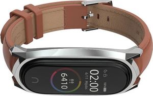 Tech-Protect Pasek skórzany Mi Smart Band 5 brązowy 2