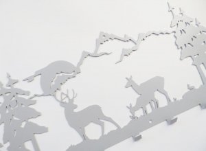MT3CH Duży metalowy wieszak ścienny wiszący do przedpokoju na kurtki ubrania klucze loft JELEŃ LAS GÓRY SARNY HUBERTUS czarny 13