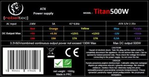 Zasilacz Rebeltec Titan 500W (RECZAS00004) 3