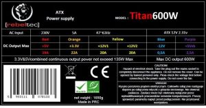 Zasilacz Rebeltec Titan 600W (RBLZAS00005) 3