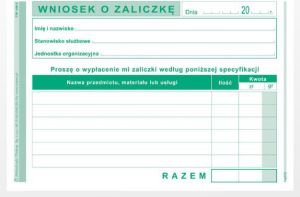 Michalczyk & Prokop Wniosek o zaliczkę A6 40 kartek (408-5) 2