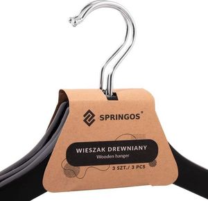 Springos Wieszaki na ubrania drewniane zestaw 3 szt. czarne UNIWERSALNY 2