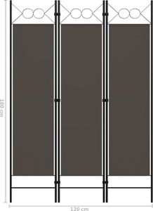 vidaXL Parawan 3-panelowy, antracytowy, 120 x 180 cm 6
