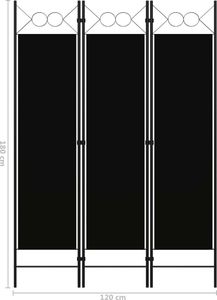 vidaXL Parawan 3-panelowy, czarny, 120 x 180 cm 6