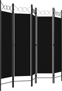 vidaXL Parawan 5-panelowy, czarny, 200 x 180 cm 3