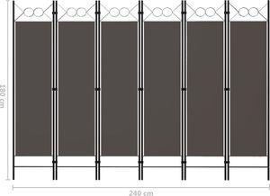 vidaXL Parawan 6-panelowy, antracytowy, 240 x 180 cm 6
