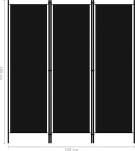 vidaXL Parawan 3-panelowy, czarny, 150 x 180 cm 6