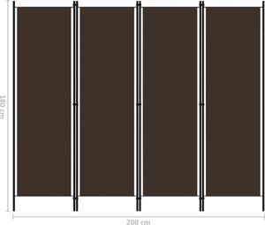 vidaXL Parawan 4-panelowy, brązowy, 200 x 180 cm 6