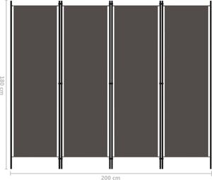 vidaXL Parawan 4-panelowy, antracytowy, 200 x 180 cm 6