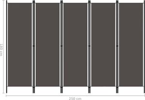 vidaXL Parawan 5-panelowy, antracytowy, 250 x 180 cm 6